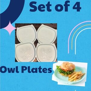 New Set of 4 Owl Shaped Kids Food Tray Mint Green